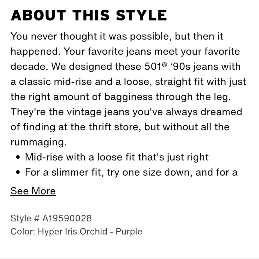 Pristine Levi's 501 '90s Purple Jeans Women's Size 29x30 - Picture 12 of 16